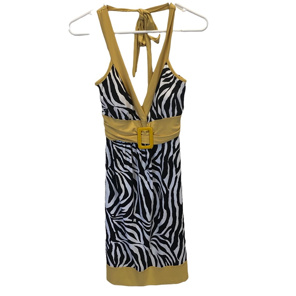 Sexy Summer Party Dress in Zebra print with gold(ish) accent Size L